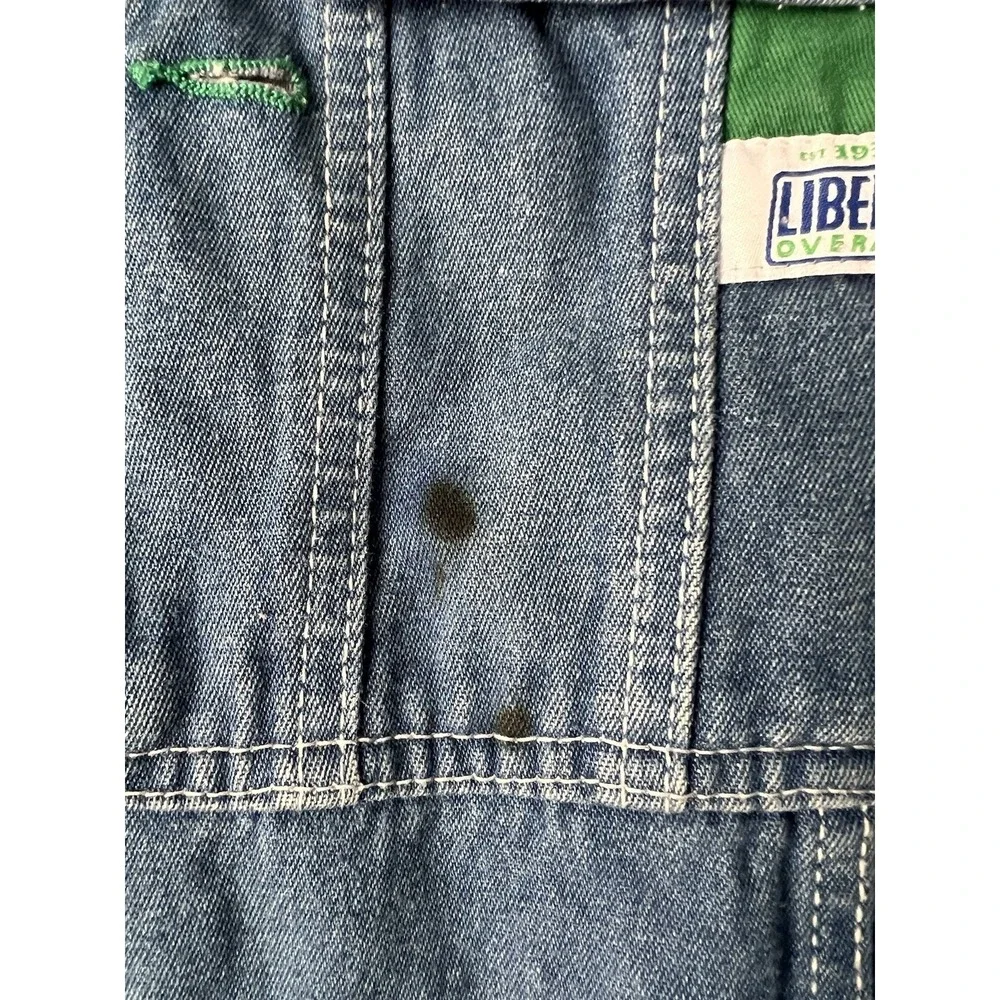 Liberty Bib Overalls Mens 42x32 Denim Blue Button Fly Carpenter Hammer Loop